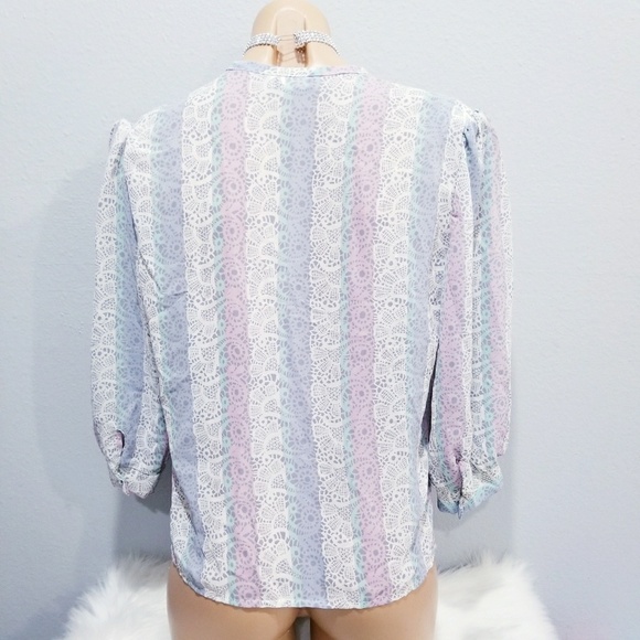 Vintage 80's retro print COTTAGECORE shirt top blouse Medium - Picture 2 of 5